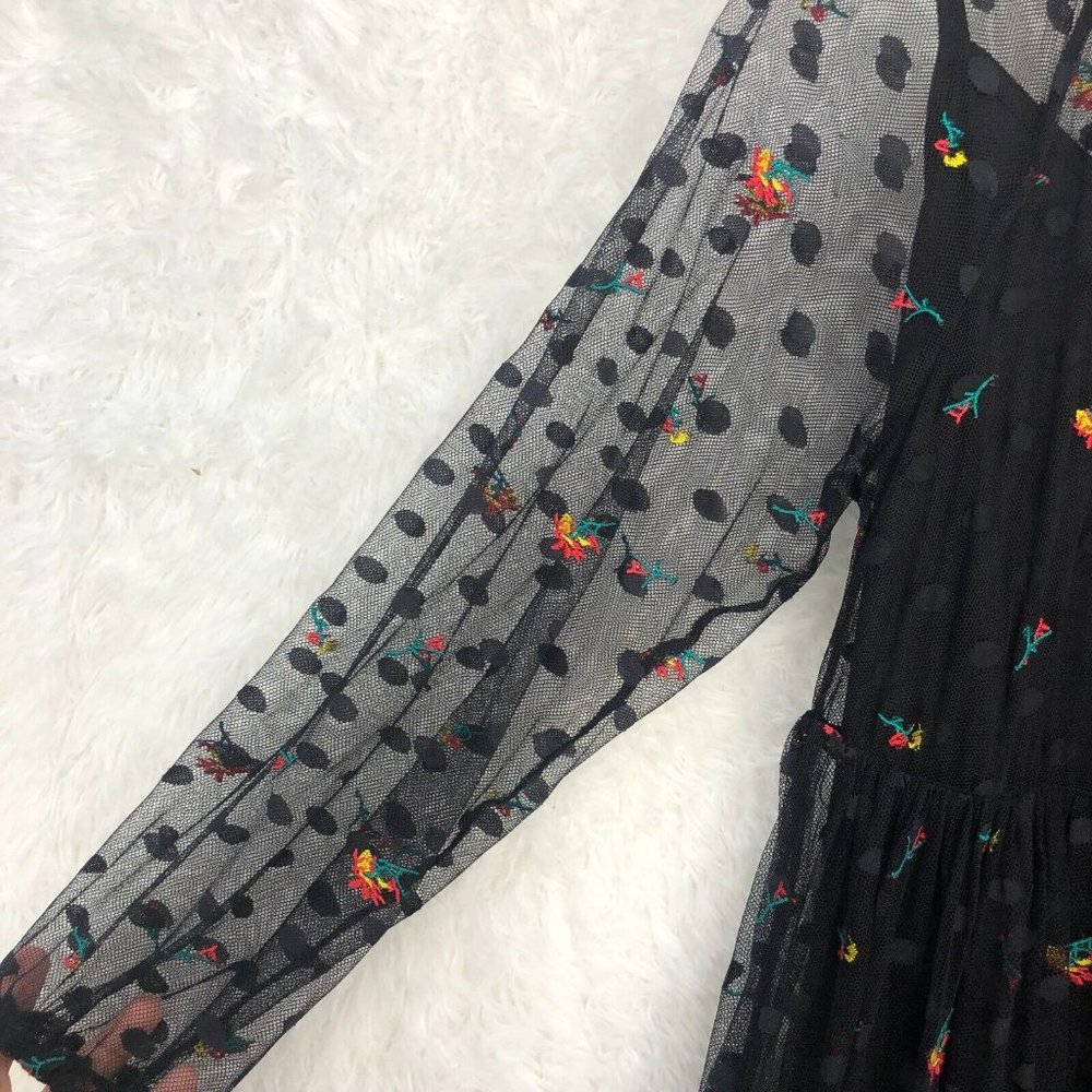 torrid Black Sheer Midi Dress with Colorful Floral Embroidery - Picture 7 of 16